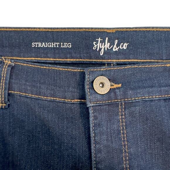 Style & Co Women's Straight Leg Jeans Size 16P Dark Wash Blue Stretch Denim - Picture 6 of 8